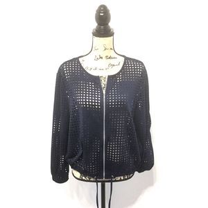 Ruby Rd. Large Jacket Zip Up Navy Blue Long